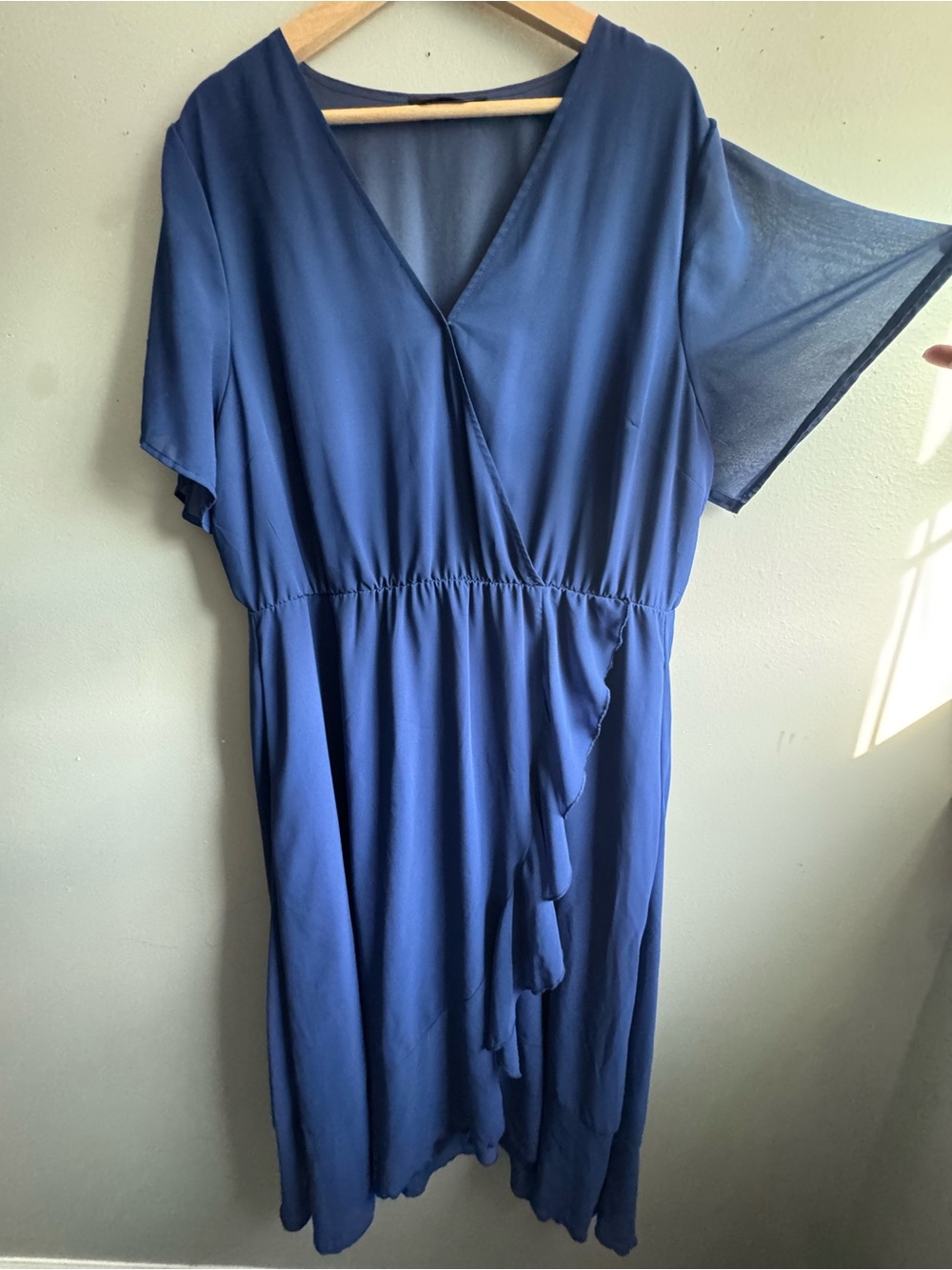 BloomChic Blue Ruffle High-Low Dress - Picture 3 of 10